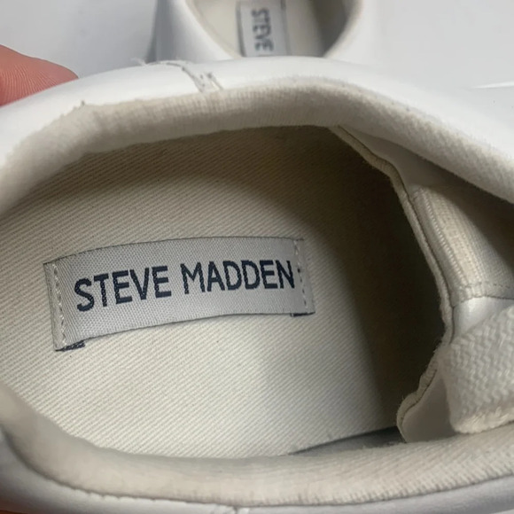 Steve Madden Michigan Leather Chunky Platform Sneaker White S-021 Sz 10 - Picture 5 of 9